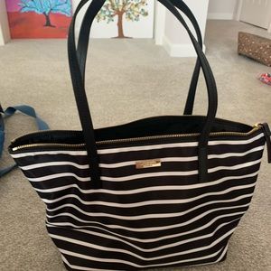 Kate Spade Black and White Striped Tote